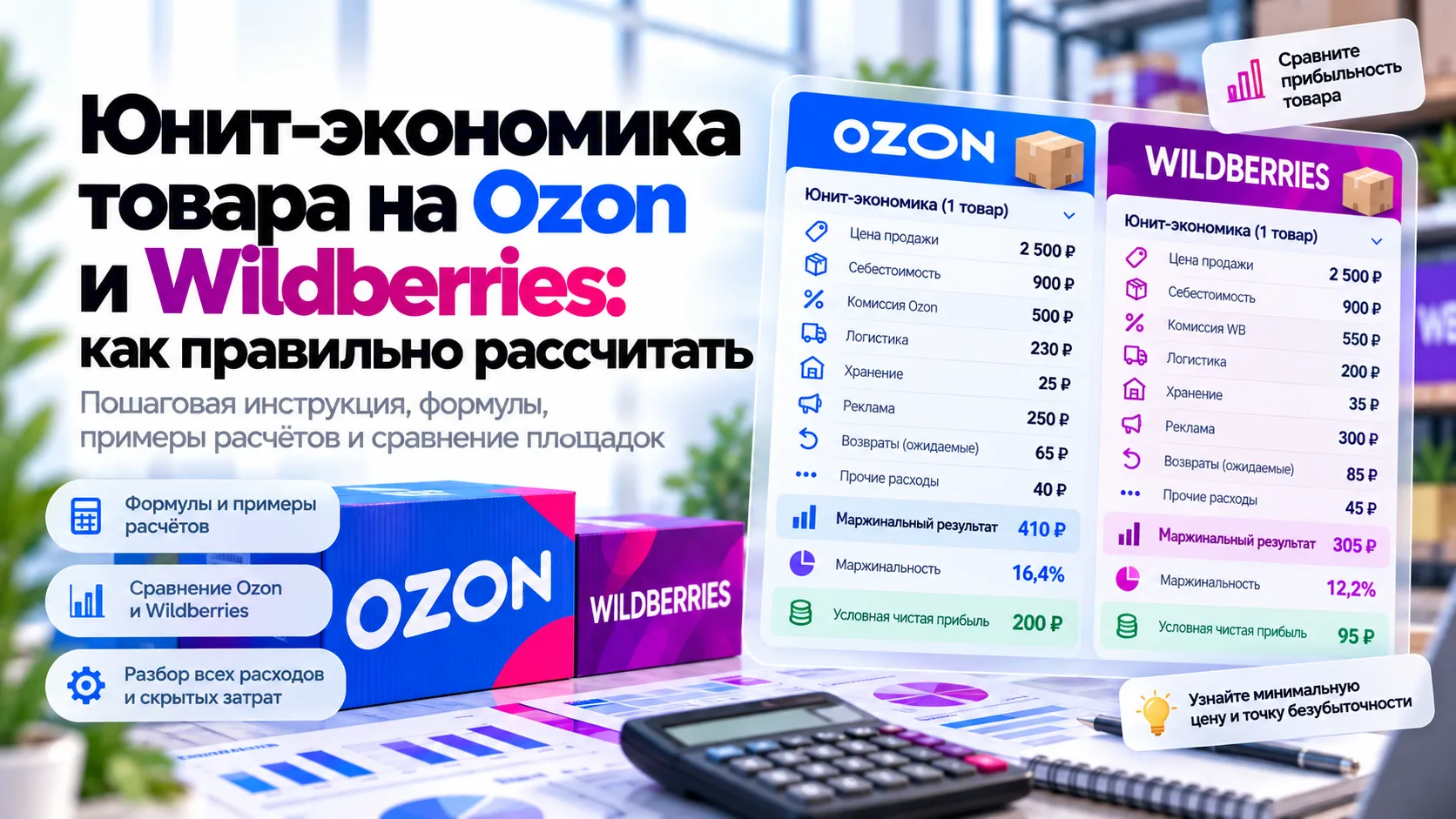 Юнит-экономика товара на Ozon и Wildberries: как правильно рассчитать